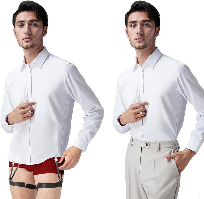 Lorzot Upgrade Elastic Shirt Stays with Non-Slip Garters - Men's Police Military Shirt Holders, Tucked In - Image 2